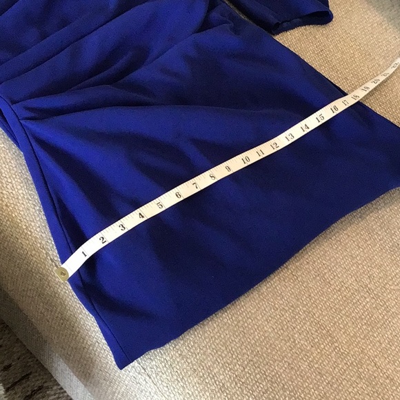 Talbot Runhof pret blue back zip gown, ruched, slit back, size 8 - Picture 13 of 14